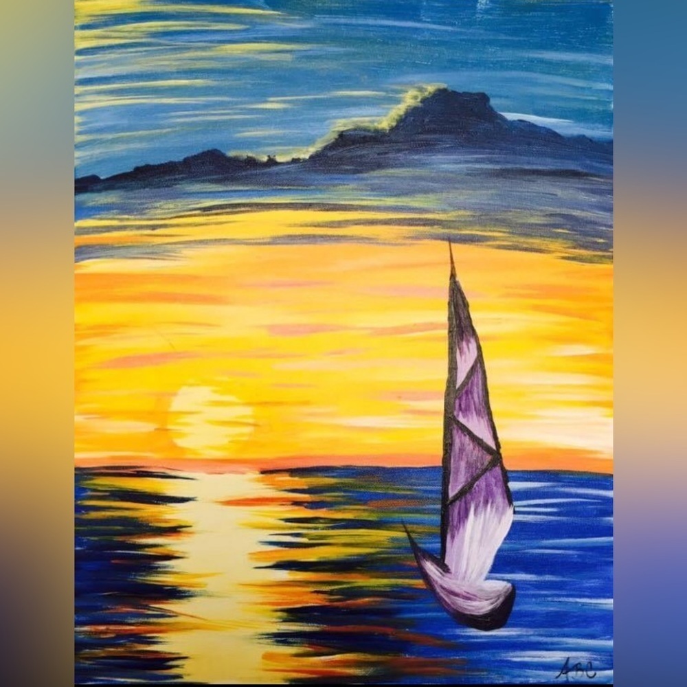 ⛵️ SAILBOAT ⛵️ Painting ON CANVAS  - HANDMADE by ME 🎨